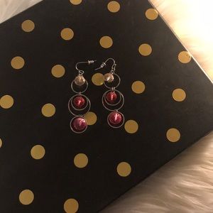 🌸Pink circle drape earrings